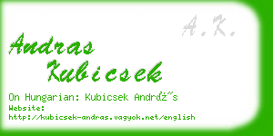 andras kubicsek business card